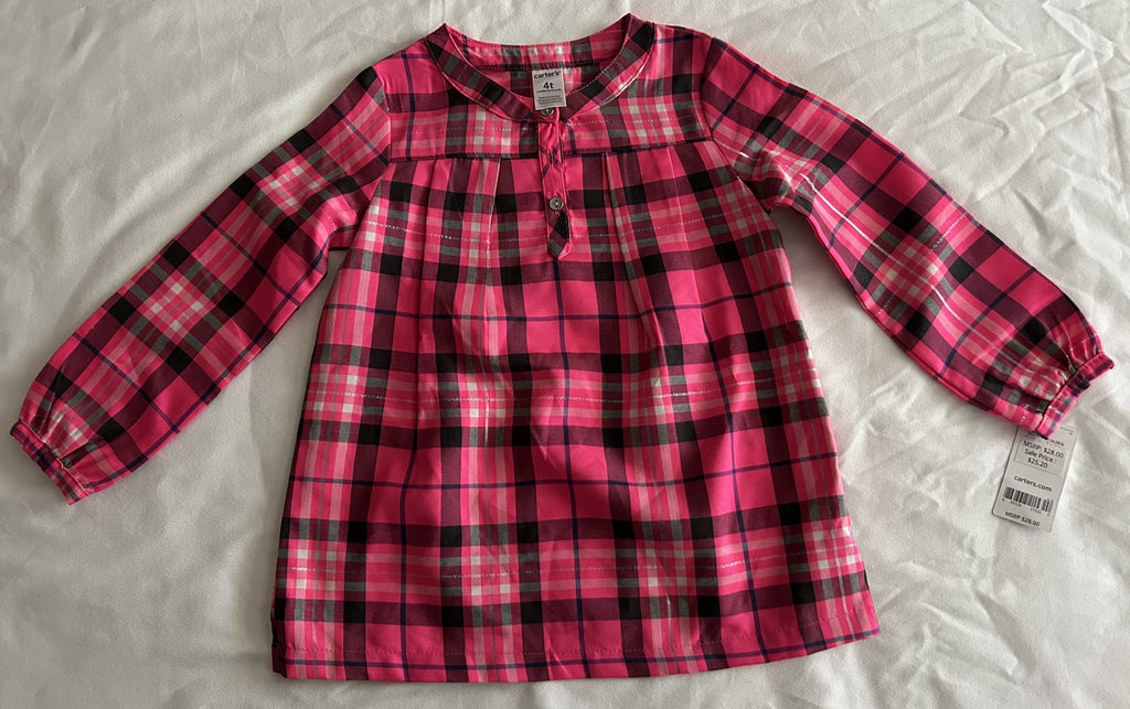 Carters Poplin Shirt, Toddler Girls Pink Multi 4T