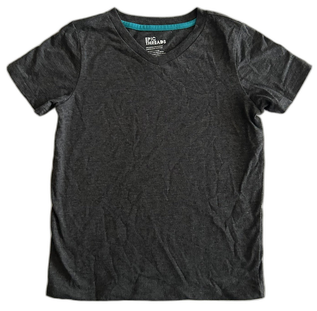 Epic Threads Little Boys V-Neck Tee Scarf Turquoise 4, Charcoal Heather 5