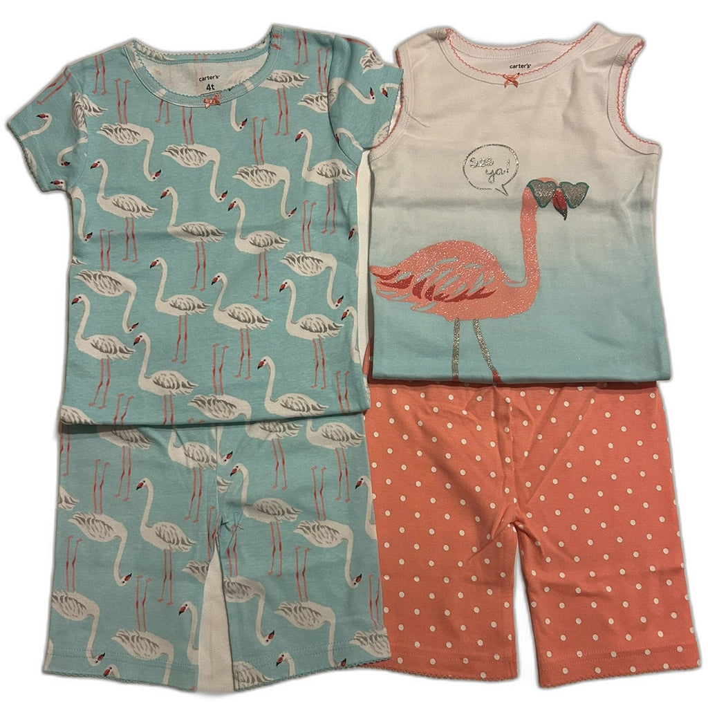 Carters 4-Pc. Little Girls Flamingos Shorts Tank TOP T-Shirt Print 4T