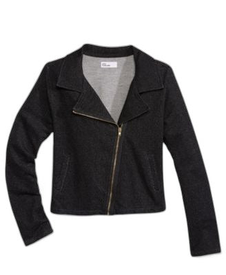 Epic Threads Girls Denim-Look Moto Jacket Black M