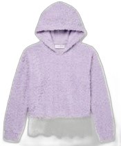 Kandy Kiss 2-PC Lace-Trim Hooded Top, Big Girl Lavender L