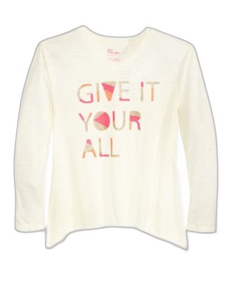 Epic Threads Graphic-Print T-Shirt, Big Girl Holiday Ivory L