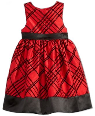 Marmellata Flocked Plaid Dress, Baby Girl Medium Red 12 months