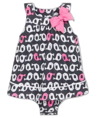 First Impressions Baby Girls Bird-Print Sunsuit Black Shadow 3-6 months