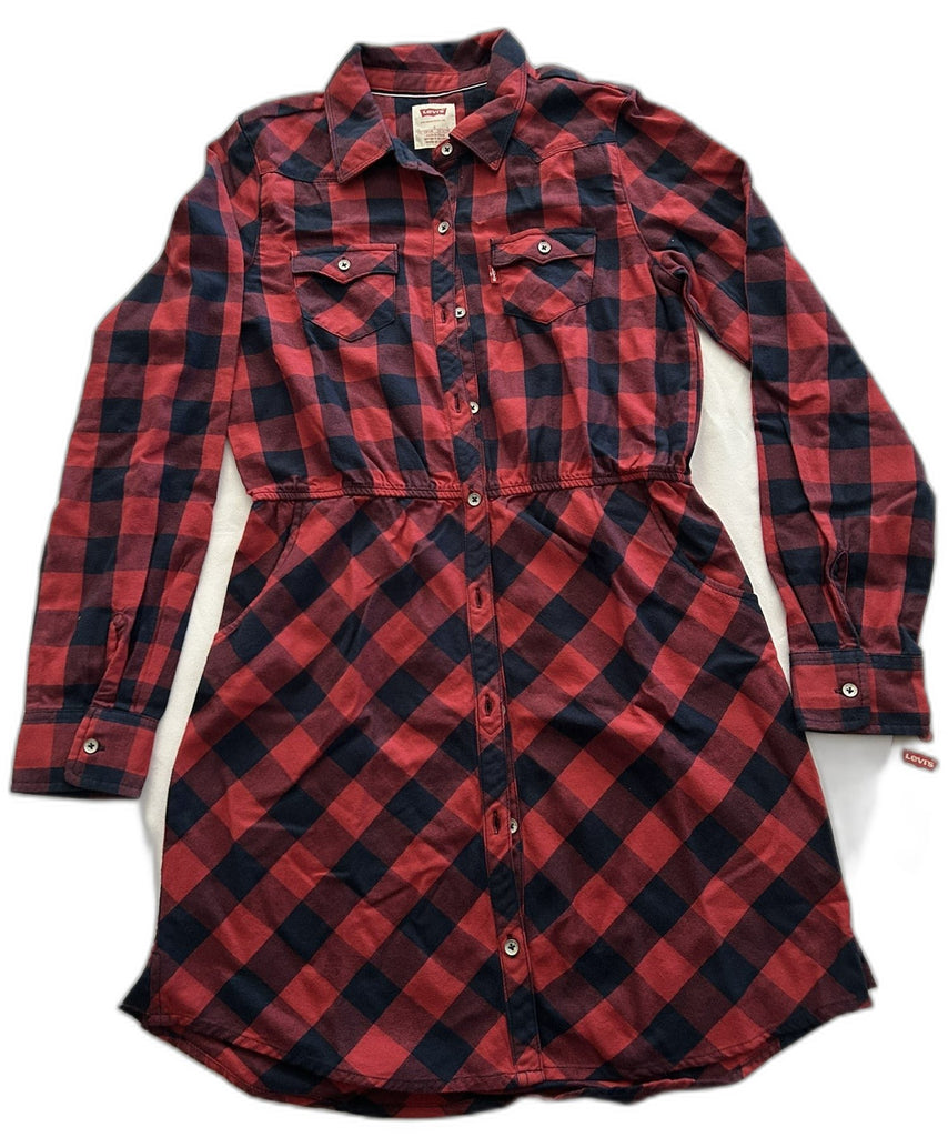 Levi's Girls Open Road Denim Dress Flash Red L