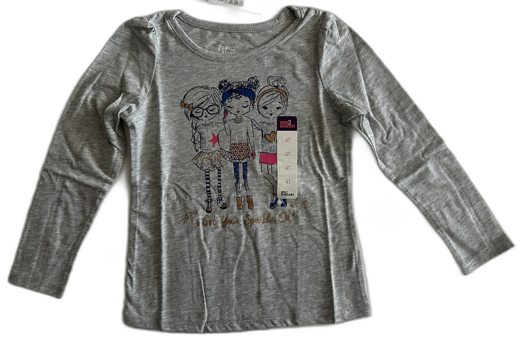Epic Threads Graphic-Print Long-Sleeve T-Shirt Grey Heather 4T