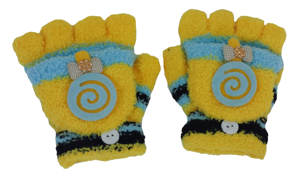 Boys' and Girls' fall & Winter Solid Knitted Half Finger Mittens ,Typing & Riding Gloves