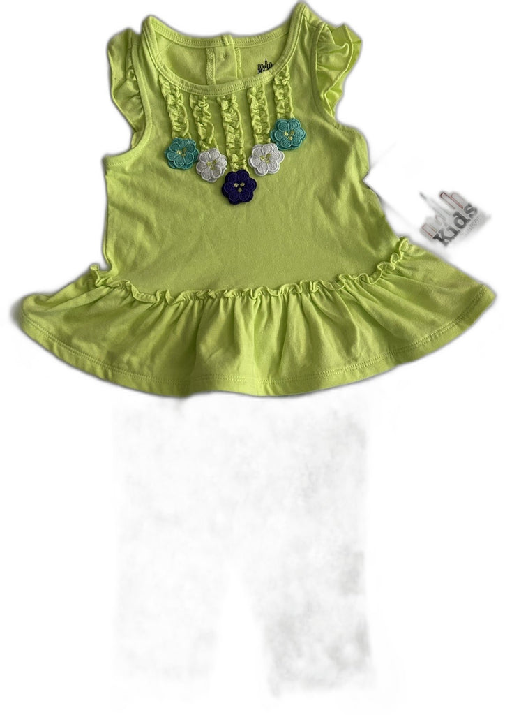 Kids Headquarters 2-Pc. Tunic Capri Leggings S Lime 18 months
