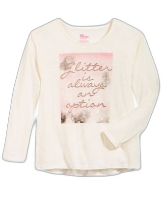 Epic Threads Graphic-Print T-Shirt, Big Girl Glitter Ivory L