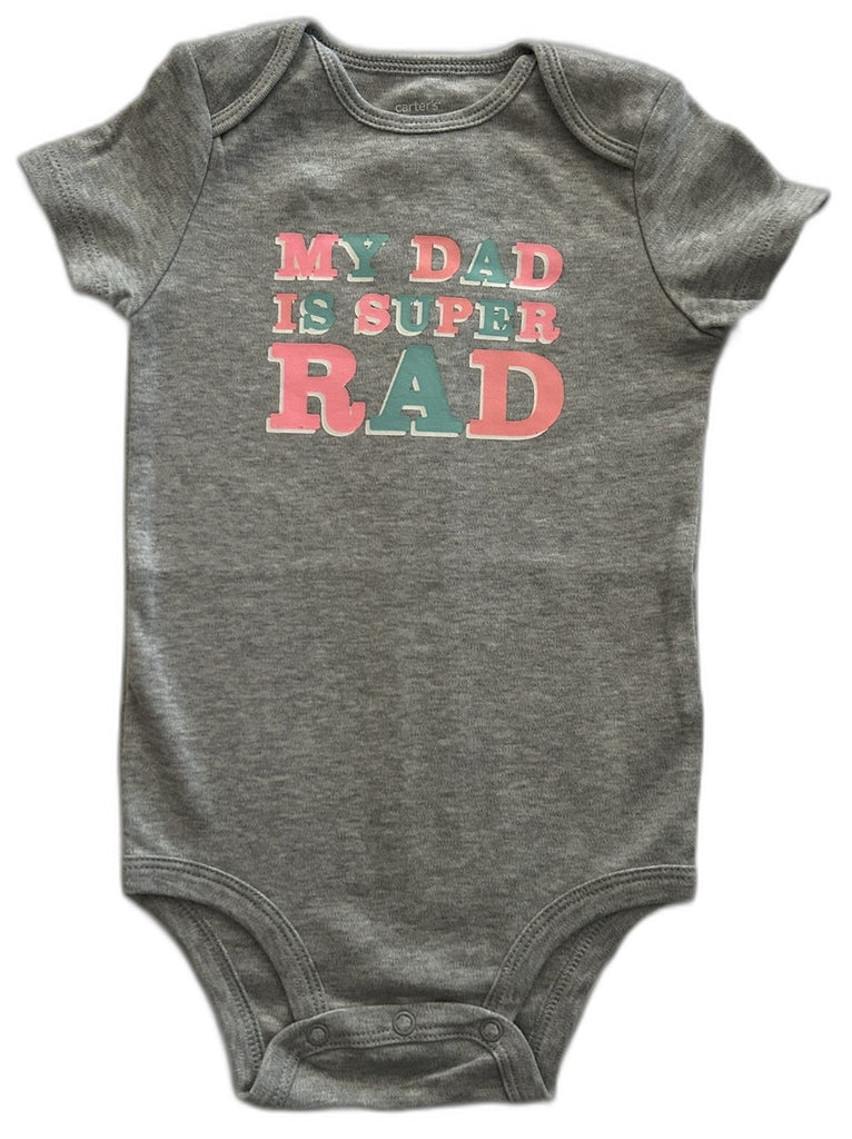 Carters My DAD is Super RAD Bodysuit Grey nb, 18 months, 12 months, 9months, 6 months