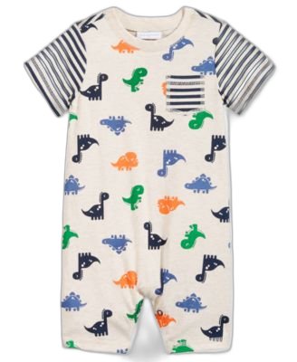 First Impressions Dinosaurs Stripes Sunsuit, B Baby Blue Heather 18 months