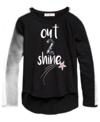 Kandy Kiss Long-Sleeve Sequin T-Shirt, Bi Black XL