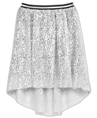 Kandy Kiss Sequined High-Low Skirt, Big G Silver XL