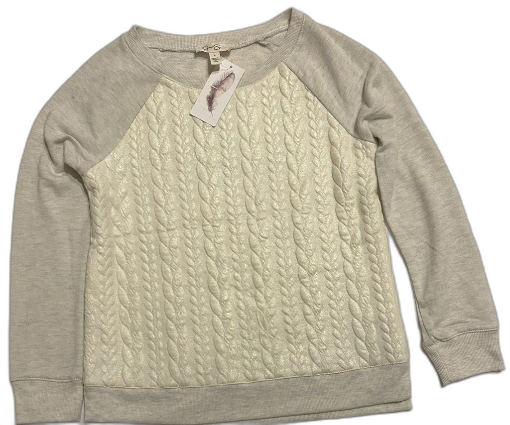 JESSICA SIMPSON META STELLAR JACQUARD SWEATSH White L