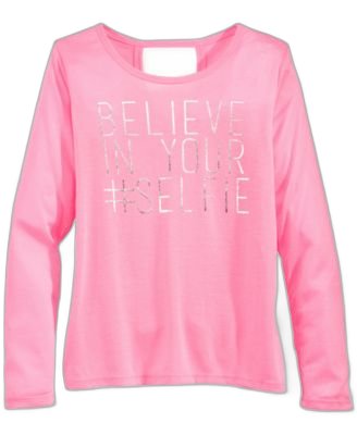 Ideology Girls Graphic-Print T-Shirt Pink Hustle M