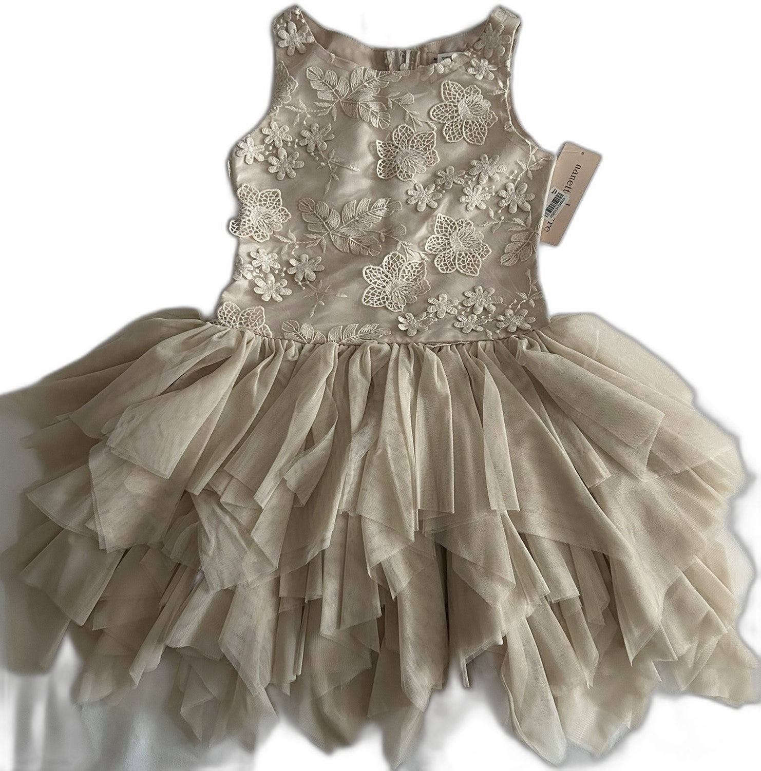 Nanette Lepore Embroidered Ballerina Dress, Gold Tan S (7-8)