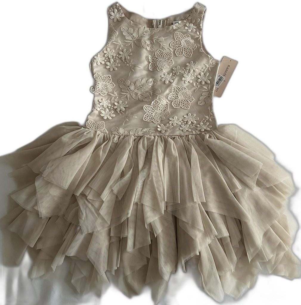Nanette Lepore Embroidered Ballerina Dress, Gold Tan S (7-8)
