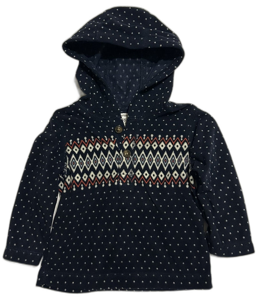 Carters Baby Hoodie  Navy Print 9 months