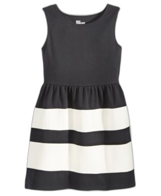 Epic Threads Girls Striped Sleeveless Dress Deep Black M