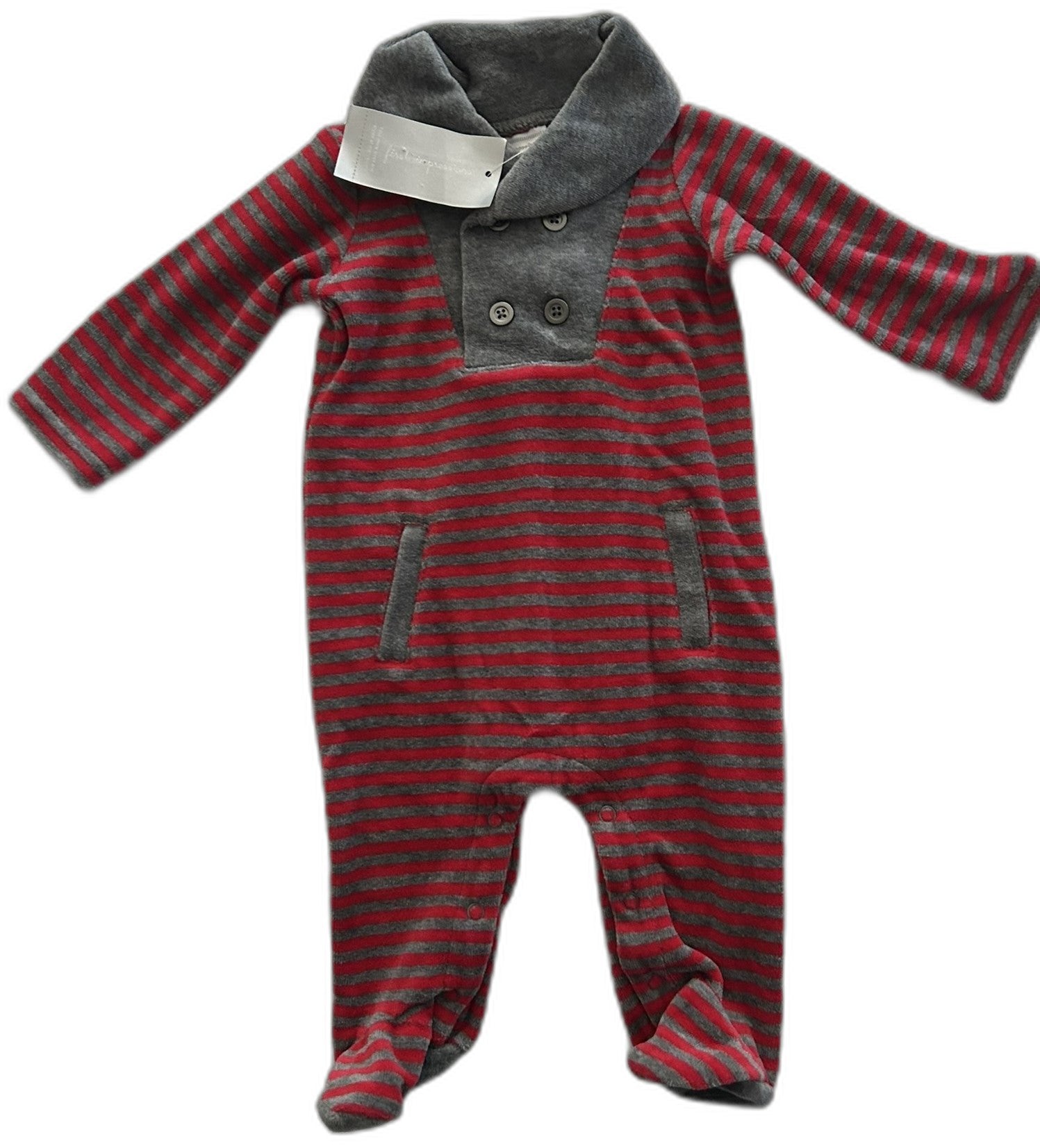 First Impressions Baby Boys Striped Footed Pewter Heather Multi 0-3 months