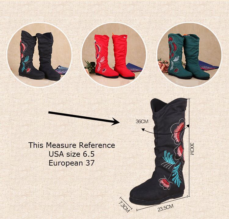Hand-embroidered flat boots Fashion shoes  Melaleuca soles shoes